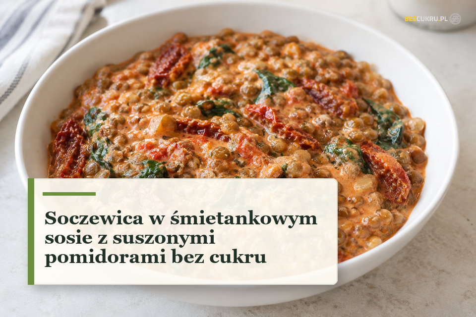 Soczewica w śmietankowym sosie z suszonymi pomidorami bez cukru